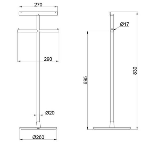 TOTO NEOREST/SE držák toaletního papíru, na postavení, chrom YH63SDT1 Technický nákres