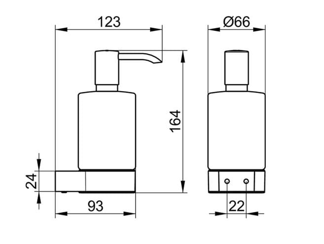 KEUCO PLAN dávkovač tekutého mýdla 250 ml, nástěnný, sklo, chrom 14953019000 Technický nákres