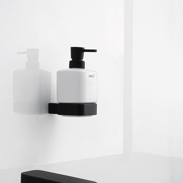 NIMCO KIBO dávkovač tekutého mýdla 320 ml, nástěnný, keramika, černá/bílá Ki-14031K-T-90 Obrázek - fotka