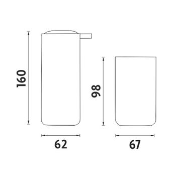 NIMCO OMI dávkovač tekutého mýdla 175 ml s pohárkem, polyresin, chrom/bílá OM 1605831-05 Technický nákres