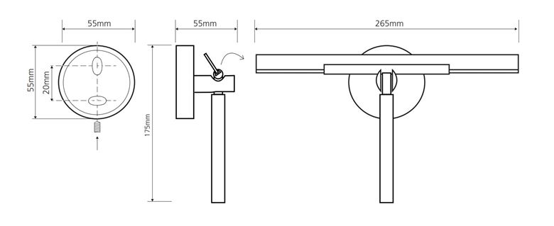 BEMETA OMEGA stěrka na sklo, chrom 104237012 Technický nákres