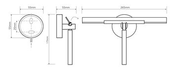 BEMETA OMEGA stěrka na sklo, chrom 104237012 Technický nákres