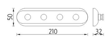 NIMCO držák ručníků se čtyřmi háčky 210 mm, chrom UN 4054-4-26 Technický nákres
