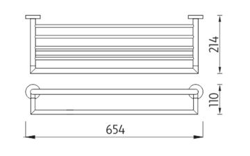 NIMCO UNIX držák ručníků 654 mm, chrom UN 13063A-26 Technický nákres