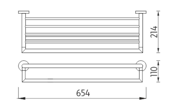 NIMCO UNIX držák ručníků 654 mm, chrom UN 13063A-26 Technický nákres