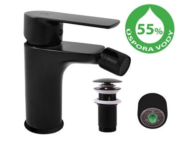 RAV SLEZÁK VERONA ECO bidetová stojánková baterie, s odtokovou soupravou, matná černá VER445C Obrázek - fotka