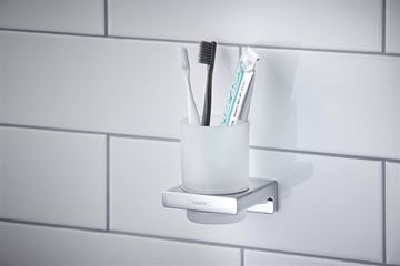 HANSGROHE ADDSTORIS držák kartáčků s pohárkem, nástěnný, sklo, chrom 41749000 Obrázek - fotka