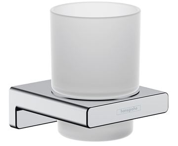 HANSGROHE ADDSTORIS držák kartáčků s pohárkem, nástěnný, sklo, chrom