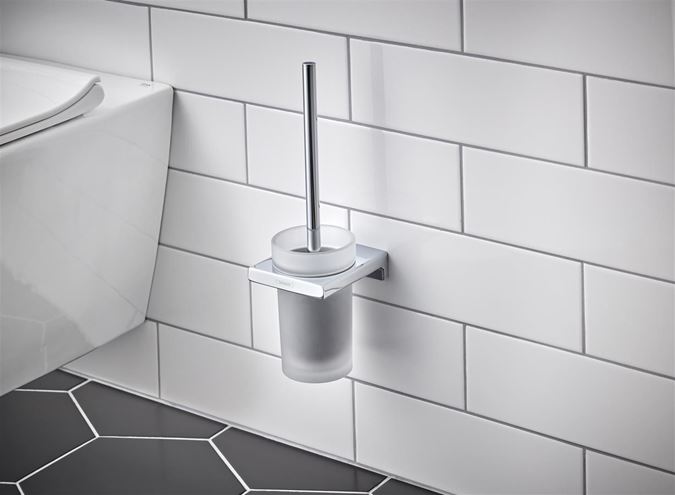 HANSGROHE ADDSTORIS WC štětka, nástěnná, sklo, chrom 41752000 Obrázek - fotka
