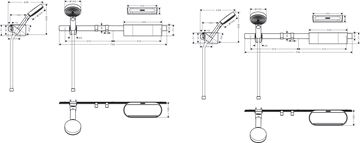 HANSGROHE WALLSTORIS 3JET sprchová souprava 3-dílná, ruční sprcha 105 mm, 3 proudy, tyč, hadice, EcoSmart, matná bílá 24291700 Technický nákres