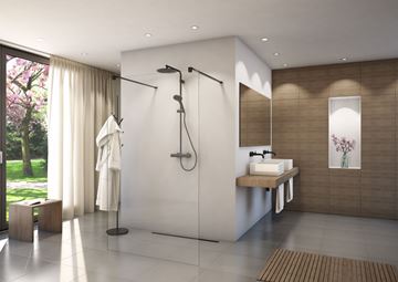 CONCEPT 200 CONFP stěna walk-in 160x200 cm, černá/čiré sklo CONFP1600607 Obrázek - fotka