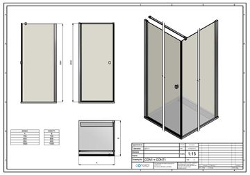 CONCEPT 200 CONT1 boční stěna 75x200 cm, černá/čiré sklo CONT10750607 Technický nákres