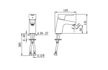HANSA PRIMO umyvadlová stojánková baterie, chrom 49422203 Technický nákres