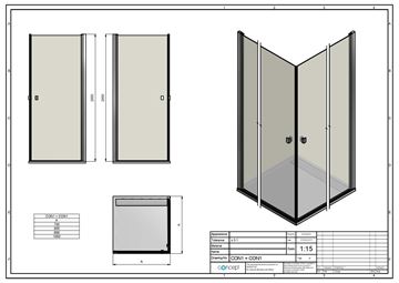 CONCEPT 200 sprchové dveře 90x200 cm, křídlové, aluchrom/čiré sklo CON10905007 Technický nákres