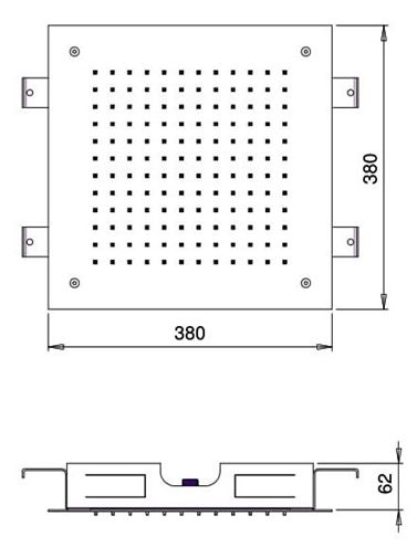 SANJET horní sprcha 380x380 mm, nerez E044046 Technický nákres