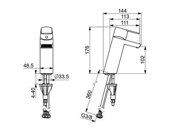 HANSA STELA umyvadlová stojánková baterie, chrom 57082273 Technický nákres