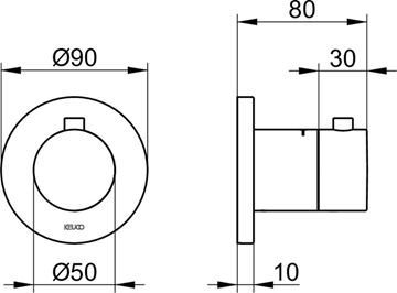 KEUCO IXMO podomítkový termostat, kartáčovaný bronz 59553030001 Technický nákres