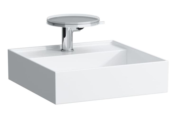 KARTELL BY LAUFEN umyvadlová stojánková baterie, s odtokovou soupravou a poličkou, chrom, transparent H3113310041111 Obrázek - fotka