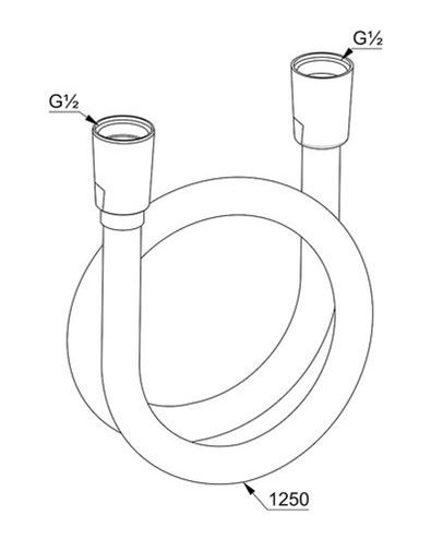 KLUDI SUPARAFLEX sprchová hadice 1250 mm, hladká, s ochranou proti překroucení, plast, chrom 6107105-00 Technický nákres