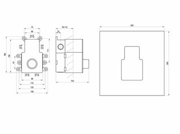 RAVAK R-BOX VERTICAL O2/O3  RB 07F.50 podomítkové těleso G 1/2 X070235 Technický nákres
