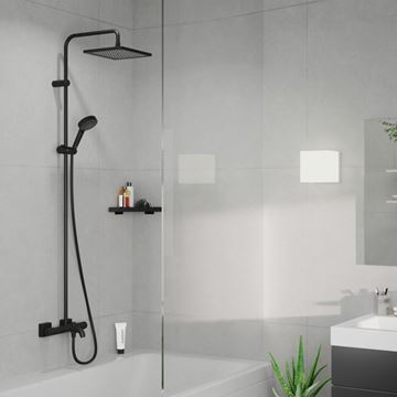 HANSGROHE VERNIS SHAPE SHOWERPIPE 240 vanová termostatická baterie, s hornía ruční sprchou se 2 proudy, matná černá 26900670 Obrázek - fotka
