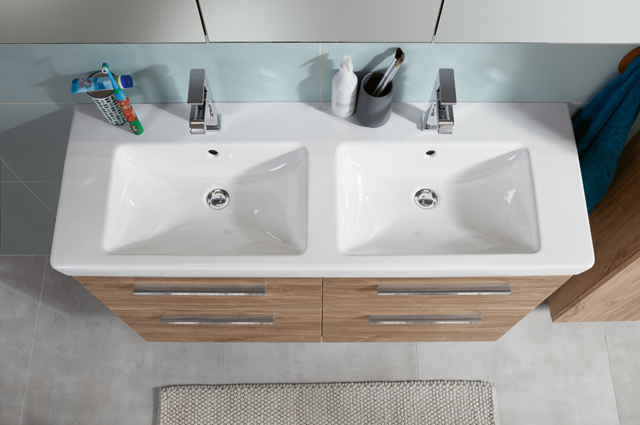 VILLEROY & BOCH VERITY DESIGN 2.0 dvojumyvadlo 130 cm, se 2 otvory pro baterie a přepadem, alpská bílá 4A94D001 Obrázek - fotka