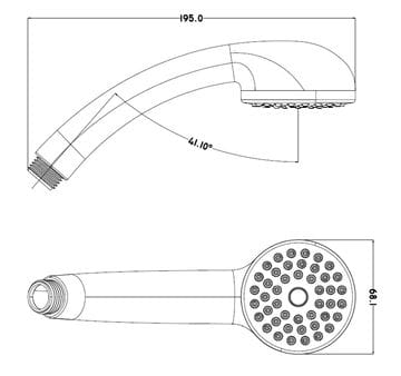 EASY ruční sprcha pr. 68 mm, chrom JA106 Technický nákres
