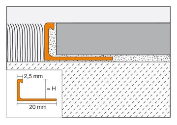 SCHLÜTER SYSTEMS SCHIENE-BASIC-AE ukončovací profil 10mm, 2500mm, hliník přírodní-matně eloxovaný AEBS100 Technický nákres