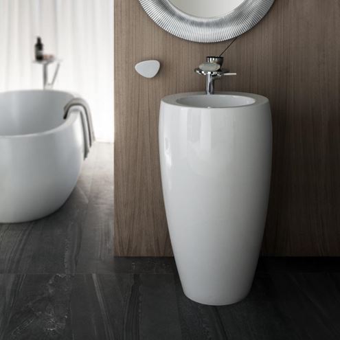 LAUFEN ILBAGNOALESSI ONE umyvadlo na podlahu 53 cm, s otvorem pro baterii, skrytý přepad, LCC H8119724001041 Obrázek - fotka