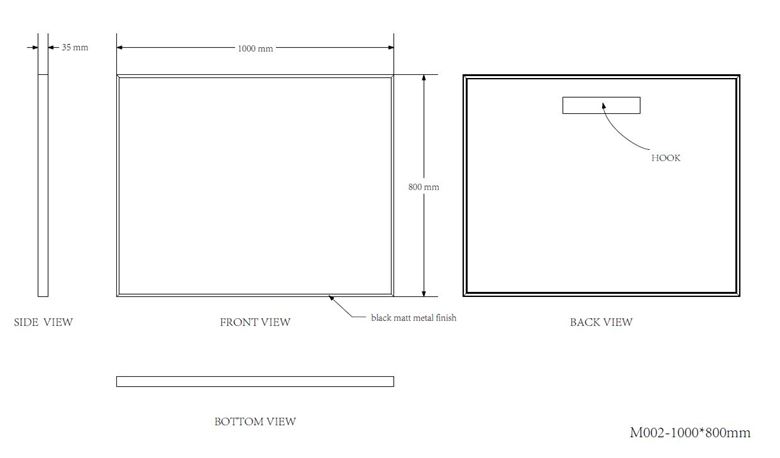 EASY PLUS zrcadlo 100x80 cm EA104.100 Technický nákres
