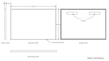 EASY PLUS zrcadlo 120x80 cm EA104.120 Technický nákres