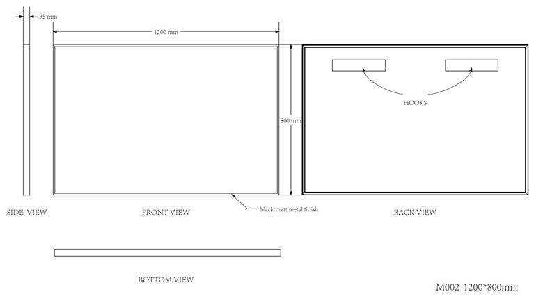 EASY PLUS zrcadlo 120x80 cm EA104.120 Technický nákres
