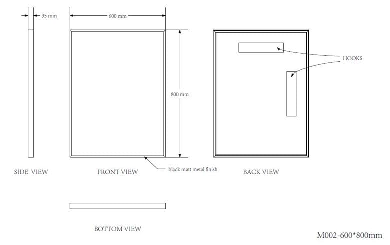 EASY PLUS zrcadlo 60x80 cm EA104.60 Technický nákres