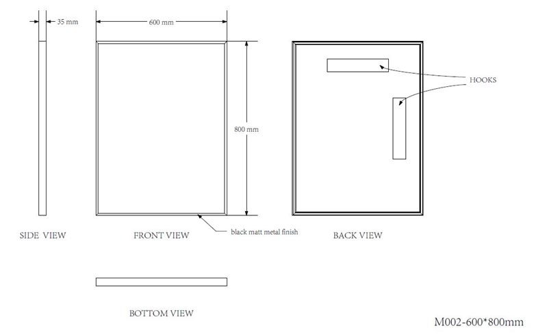 EASY PLUS zrcadlo 60x80 cm EA105.60 Technický nákres