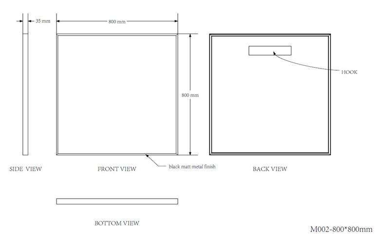 EASY PLUS zrcadlo 80x80 cm EA105.80 Technický nákres