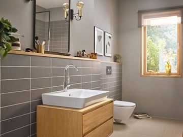 HANSGROHE REBRIS E umyvadlová stojánková baterie, EcoSmart, s odtokovou soupravou, chrom 72576000 Obrázek - fotka
