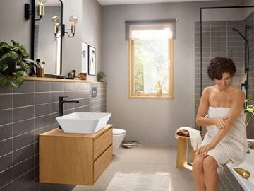 HANSGROHE REBRIS E umyvadlová stojánková baterie, CoolStart, EcoSmart, s odtokovou soupravou, matná černá 72581670 Obrázek - fotka