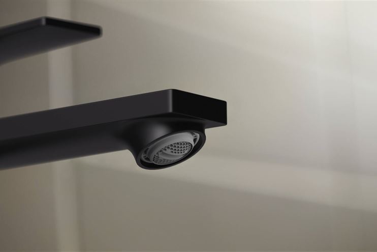 HANSGROHE REBRIS E umyvadlová stojánková baterie, CoolStart, EcoSmart, s odtokovou soupravou, matná černá 72581670 Obrázek - fotka