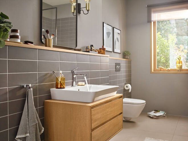 HANSGROHE REBRIS E umyvadlová stojánková baterie, EcoSmart, s odtokovou soupravou, chrom 72557000 Obrázek - fotka