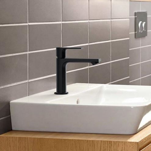 HANSGROHE REBRIS E umyvadlová stojánková baterie, EcoSmart, s odtokovou soupravou, matná černá 72557670 Obrázek - fotka