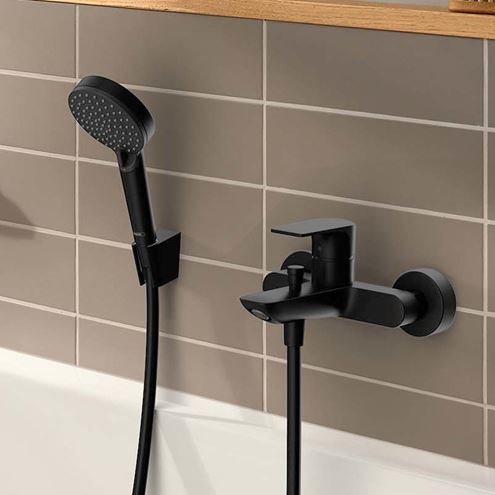 HANSGROHE REBRIS E vanová nástěnná baterie, s přepínačem, matná černá 72450670 Obrázek - fotka