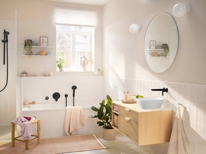 HANSGROHE REBRIS S umyvadlová podomítková baterie, s odtokovou soupravou, EcoSmart, matná černá 72528670 Obrázek - fotka