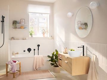 HANSGROHE REBRIS S umyvadlová stojánková baterie, CoolStart, EcoSmart, s odtokovou soupravou, matná černá 72580670 Obrázek - fotka