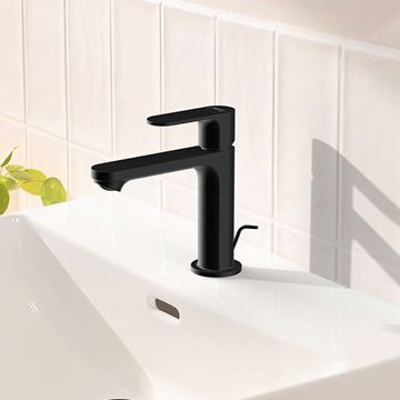 HANSGROHE REBRIS S umyvadlová stojánková baterie, CoolStart, EcoSmart, s odtokovou soupravou, matná černá 72519670 Obrázek - fotka