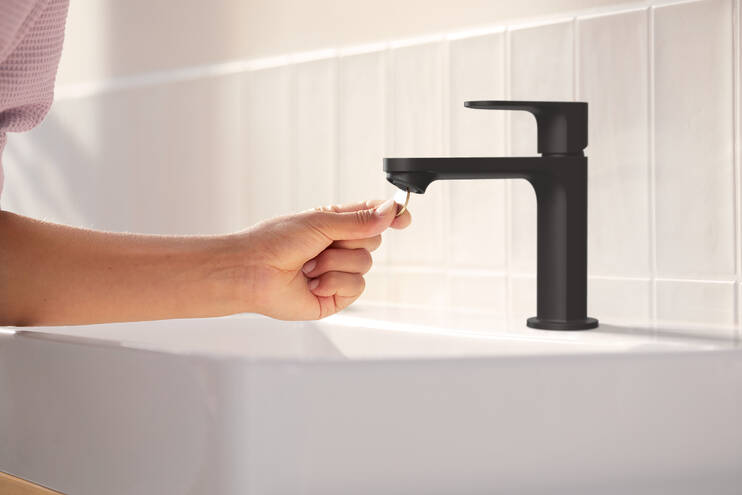 HANSGROHE REBRIS S umyvadlová stojánková baterie, CoolStart, EcoSmart, matná černá 72520670 Obrázek - fotka
