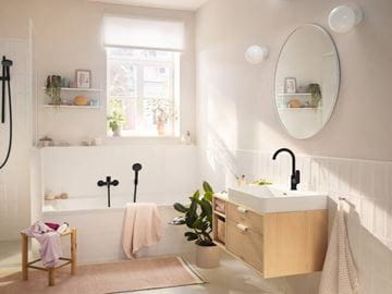 HANSGROHE REBRIS S umyvadlová stojánková baterie, EcoSmart, s odtokovou soupravou, matná černá 72536670 Obrázek - fotka