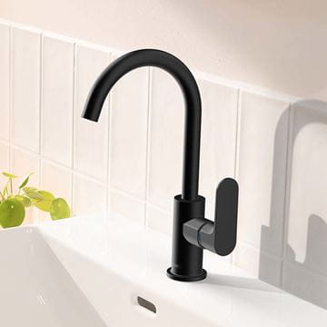 HANSGROHE REBRIS S umyvadlová stojánková baterie, EcoSmart, s odtokovou soupravou, matná černá 72536670 Obrázek - fotka