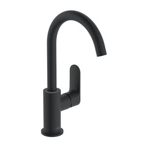 HANSGROHE REBRIS S umyvadlová stojánková baterie, EcoSmart, s odtokovou soupravou, matná černá