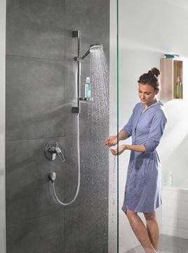 HANSGROHE CROMETTA VARIO 2JET sprchová souprava 4-dílná, ruční sprcha pr. 100 mm, 2 proudy, tyč, hadice, mýdlenka, bílá/chrom 26553400 Obrázek - fotka