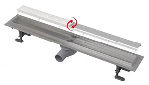 ALCA APZ13-DOUBLE9 FIT AND GO sprchový žlab 950 mm, do prostoru i ke stěně, boční odtok DN 50, rošt pro vložení dlažby DOUBLE, nerez ocel